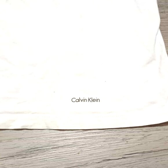Calvin Klein White Plain Large Slim-Fit Crew-Neck Cotton T-Shirt - Picture 4 of 5